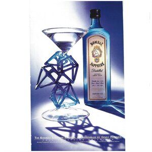 Bombay Sapphire Martini Dry Gin Advertisement 1980s Vintage Print Ad